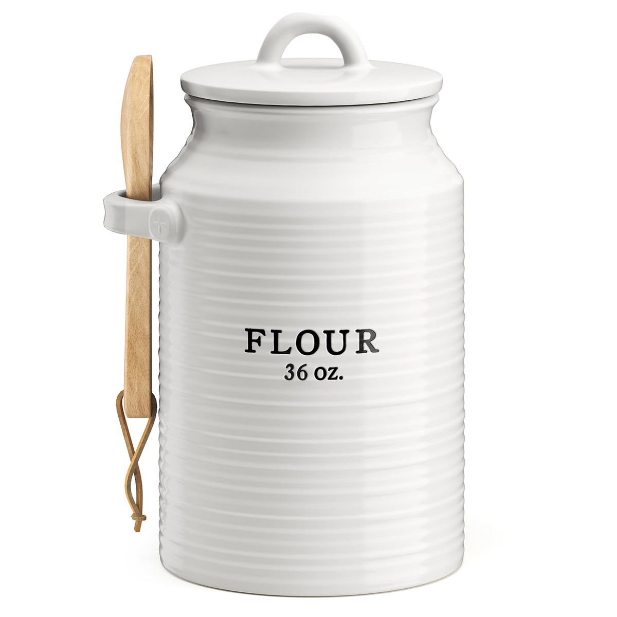 white lily flour canisters Barnyard Designs Flour Kitchen Canister for Countertop, Farmhouse Canisters,  Ceramic Canister, Large Canisters for the Kitchen, Countertop Canisters,  Ceramic Jar, White, 5.5" x 9.5"