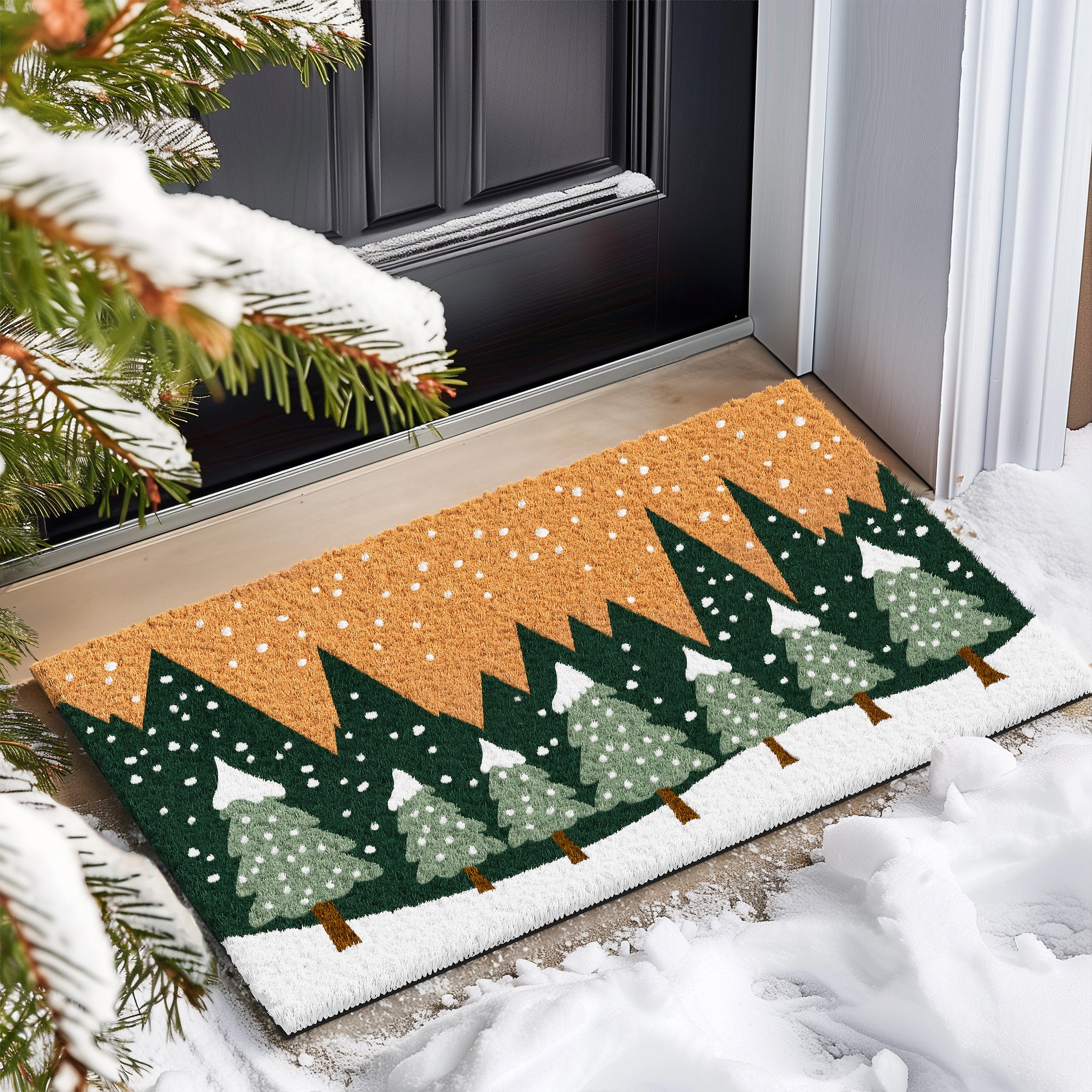 FGSS Christmas-Welcome Door-Mats Coir-Doormats - Non-Slip Front Door Mat Seasonal
