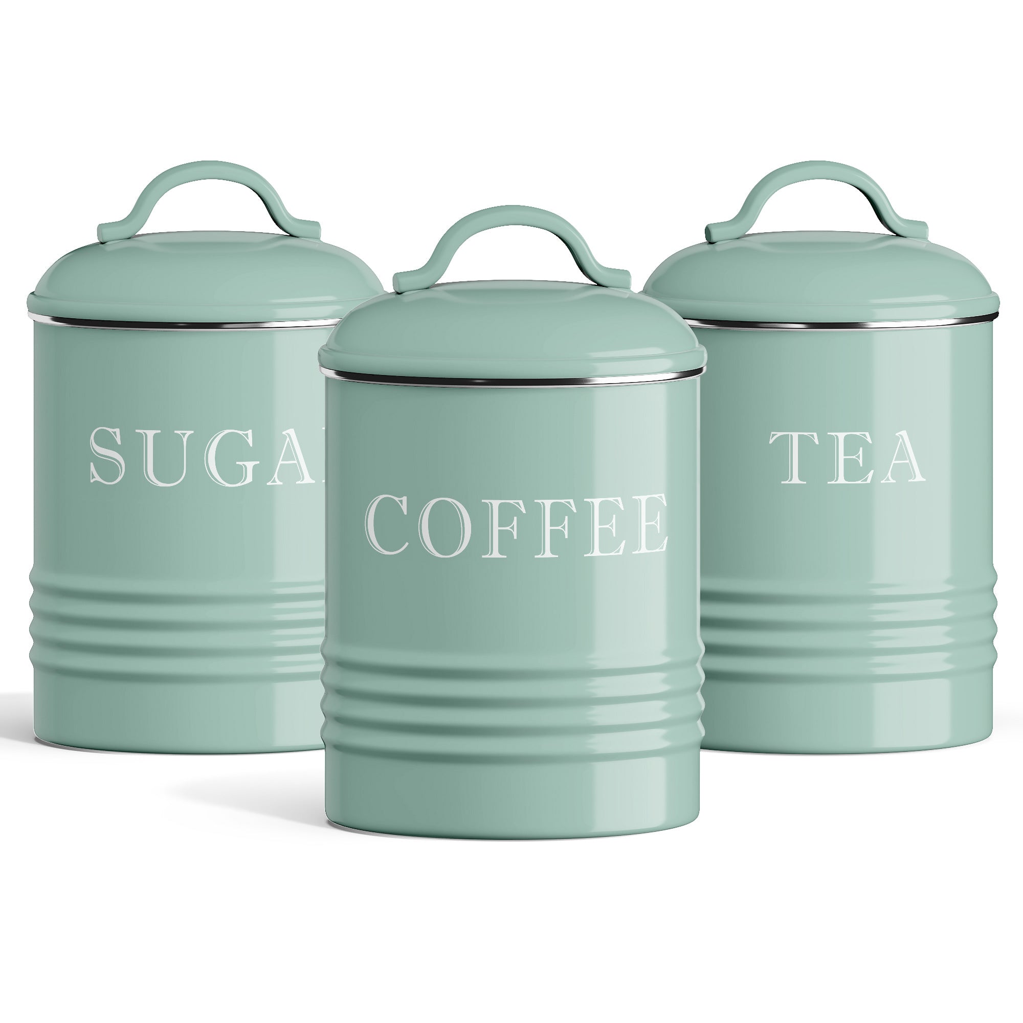 Barnyard Designs Kitchen Canister Set, Ceramic Canisters with Lid,  Decorative Coffee, Sugar, Tea, Storage Containers for Kitchen Counter,  Rustic Farmhouse Decor, Grey, Set of 3