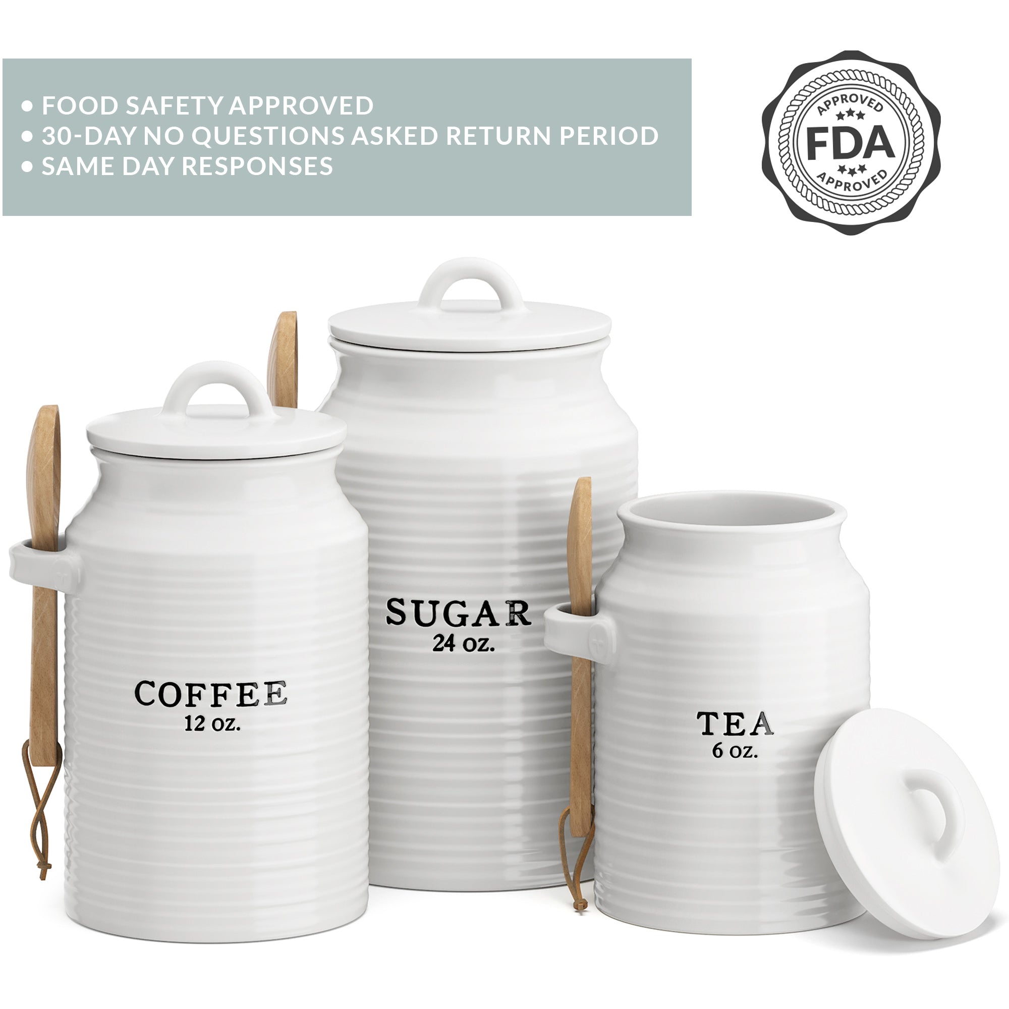 Flour, Coffee, and Sugar Canisters, Set of 3