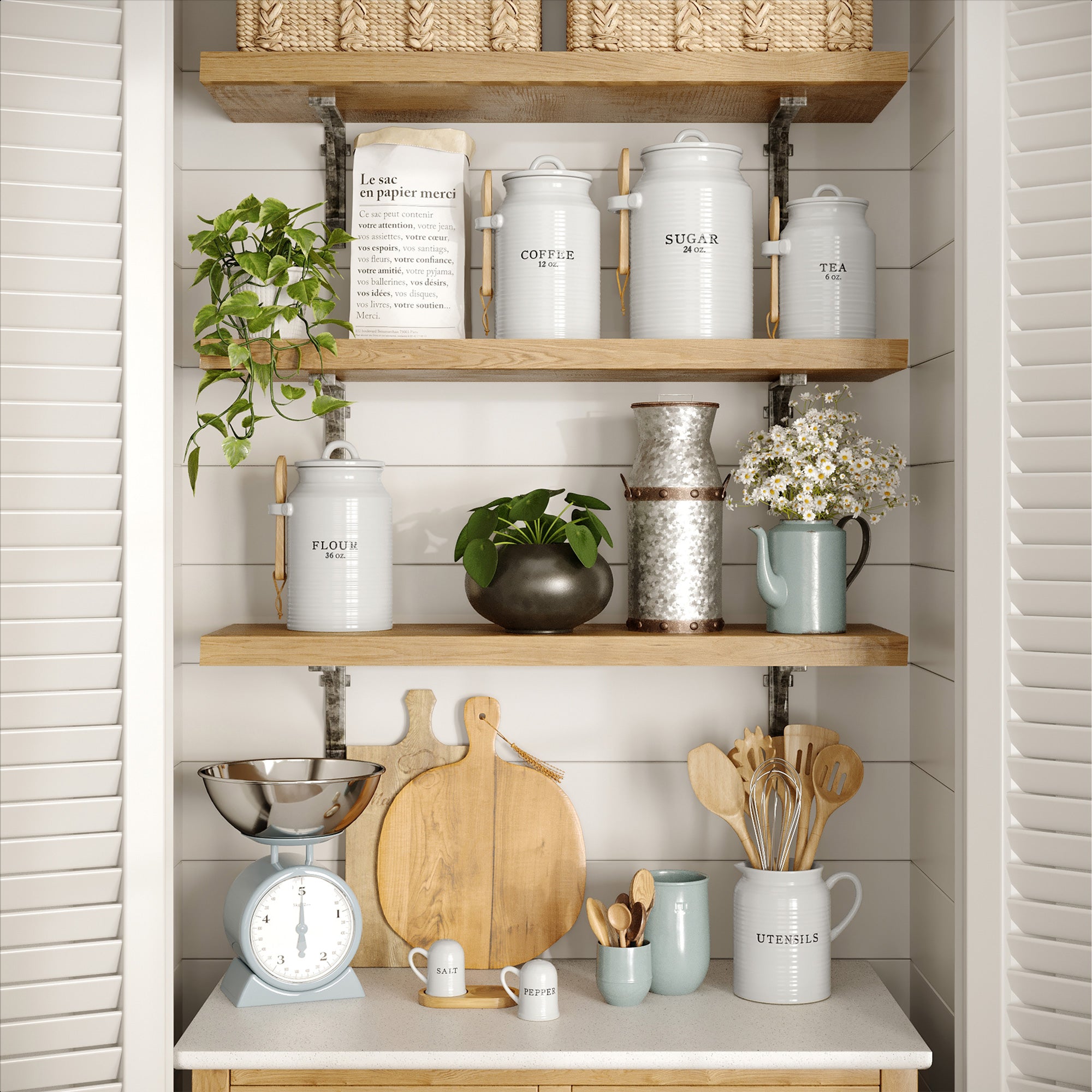 Barnyard Designs Canister Sets for Kitchen Counter, Ceramic Canister Set,  Decorative Kitchen Canisters, Coffee Tea Sugar Container Set, Rustic  Farmhouse Canisters Ceramic Jar, White, Set of 3