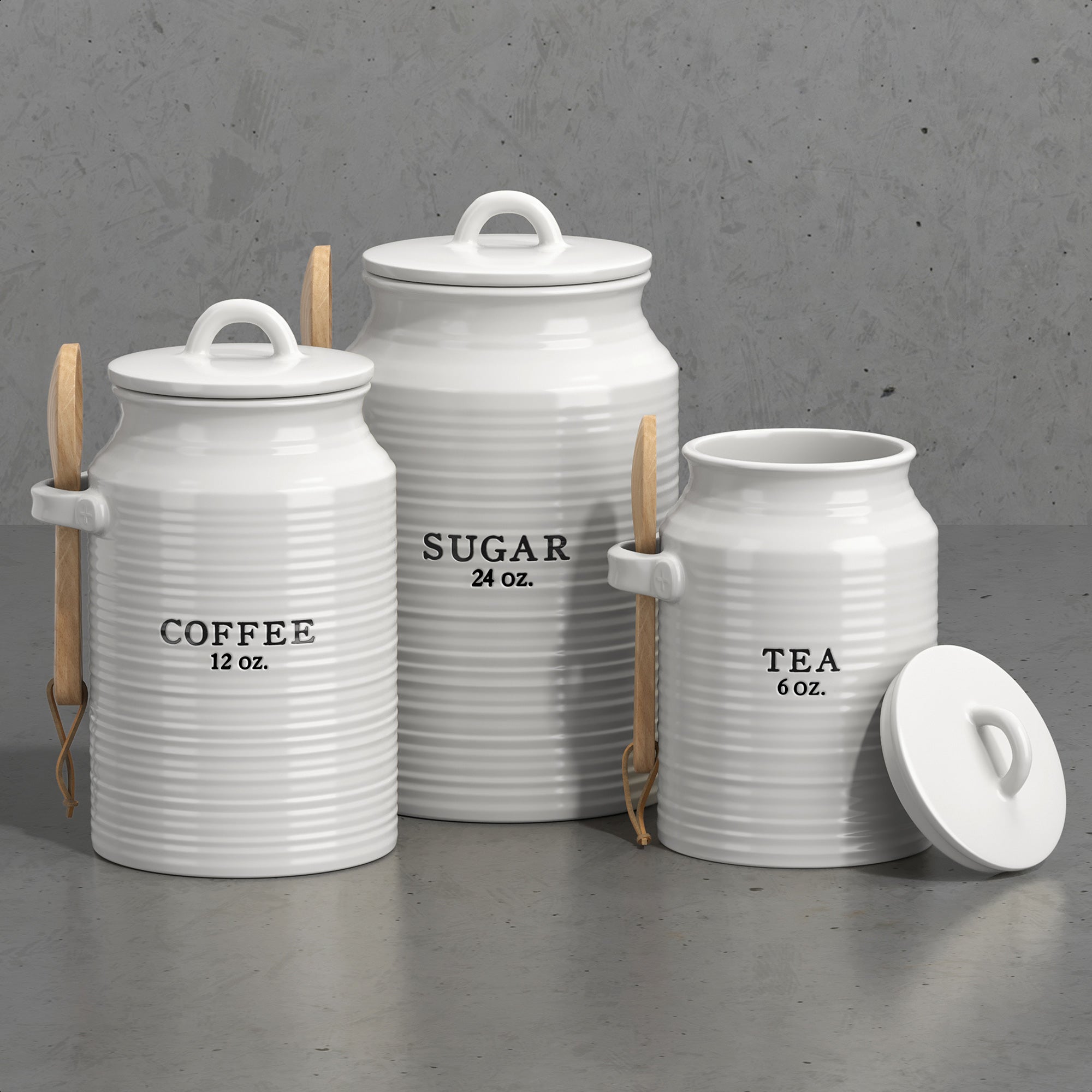 Barnyard Designs Canister Sets for Kitchen Counter, Ceramic Canister Set,  Decorative Kitchen Canisters, Coffee Tea Sugar Container Set, Rustic  Farmhouse Canisters Ceramic Jar, White, Set of 3