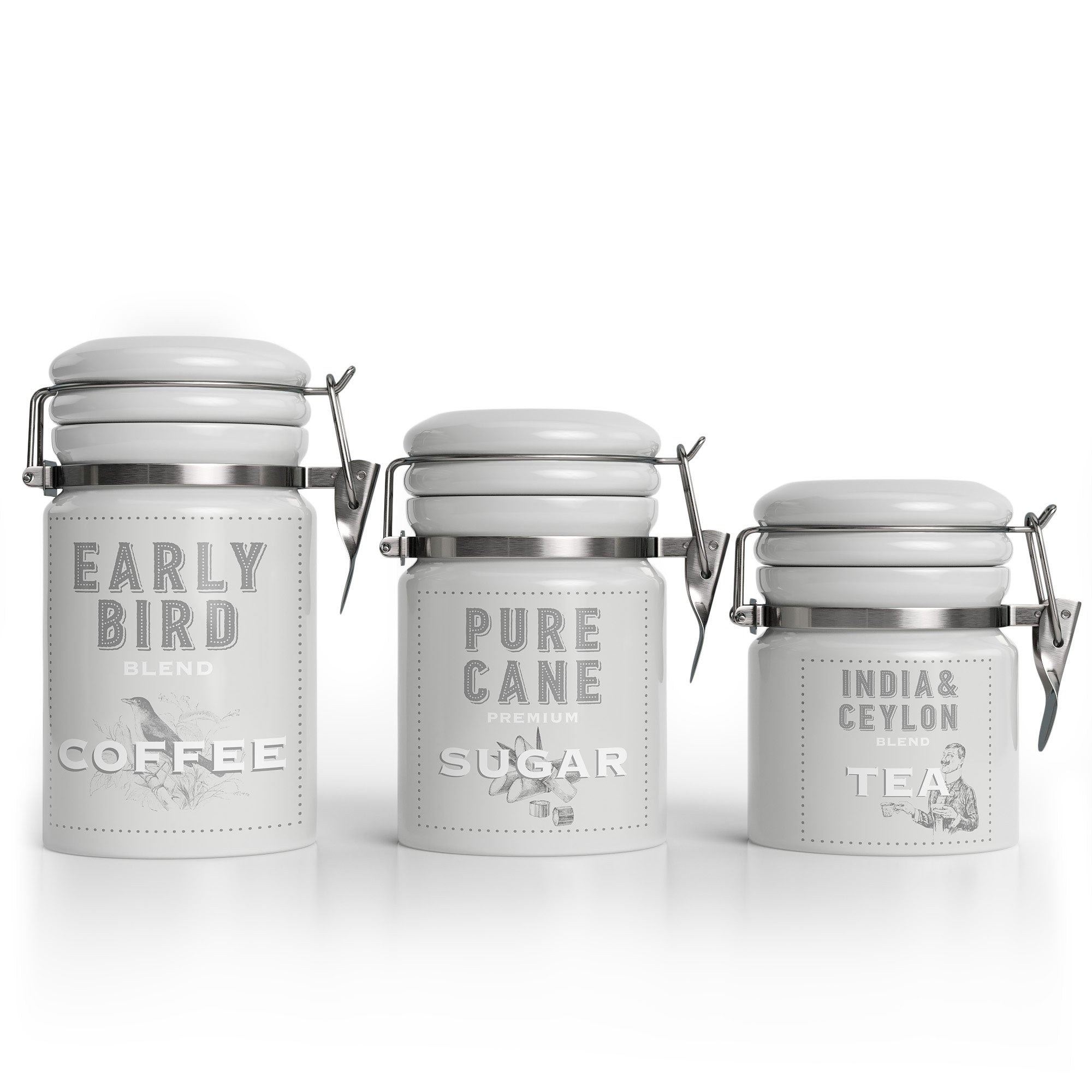 Barnyard Designs Canister Sets for Kitchen Counter, Ceramic Canister Set,  Decorative Kitchen Canisters, Coffee Tea Sugar Container Set, Rustic  Farmhouse Canisters Ceramic Jar, White, Set of 3