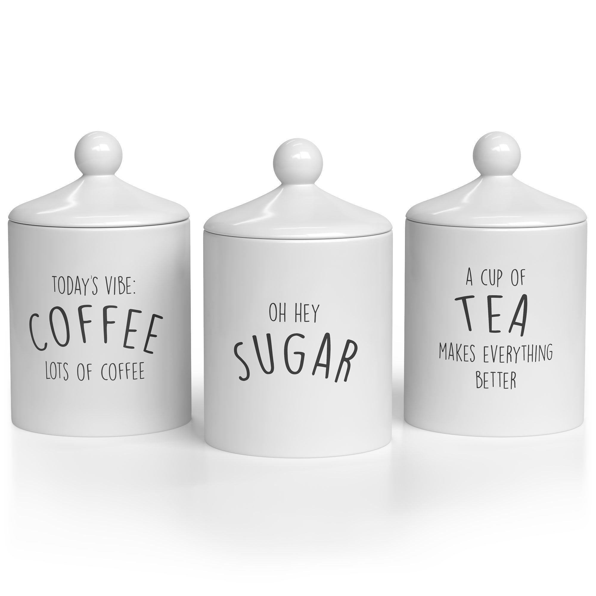 DAYYET Canisters Sets for the Kitchen, Airtight Kitchen Canisters for  Countertop, White Flour and Sugar Containers, Tea Coffee Sugar Canister  Set, Kitchen Decor and Coffee Bar Accessories, Set of 4