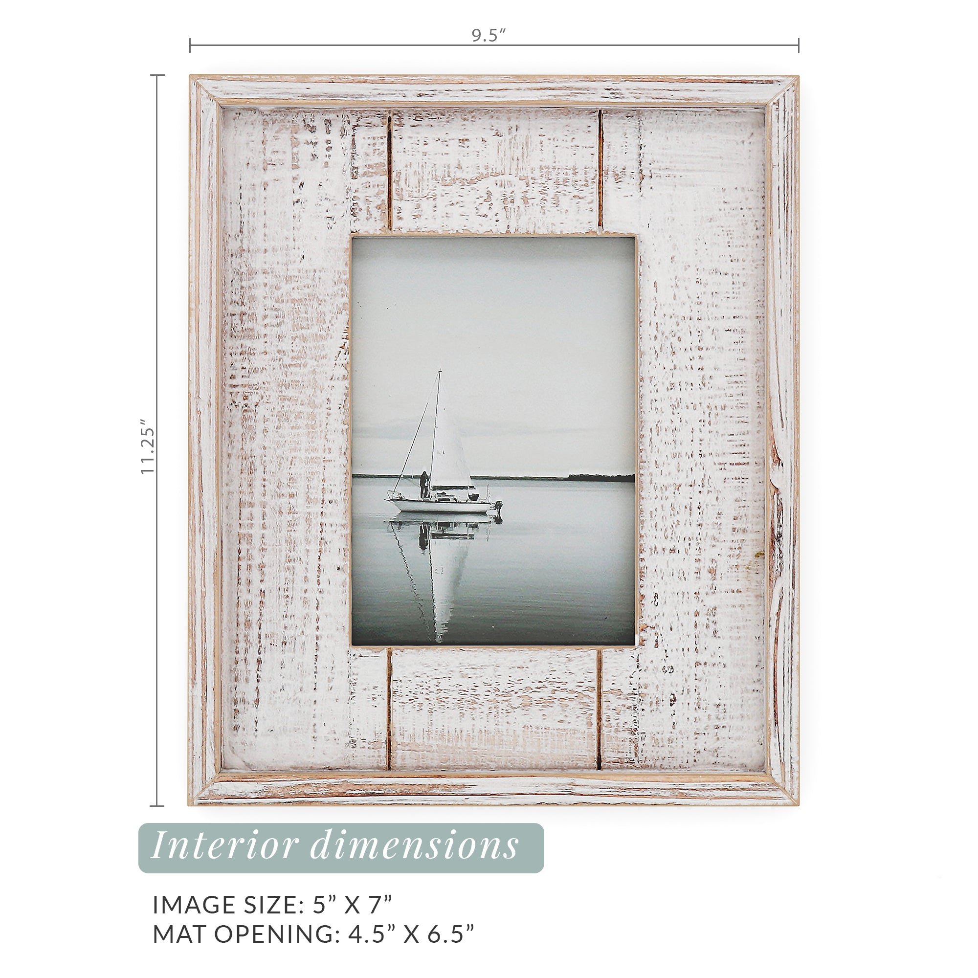 Beach & Coastal Theme White Reclaimed Wood Picture Frames for 4x6 or 5x7  Pictures