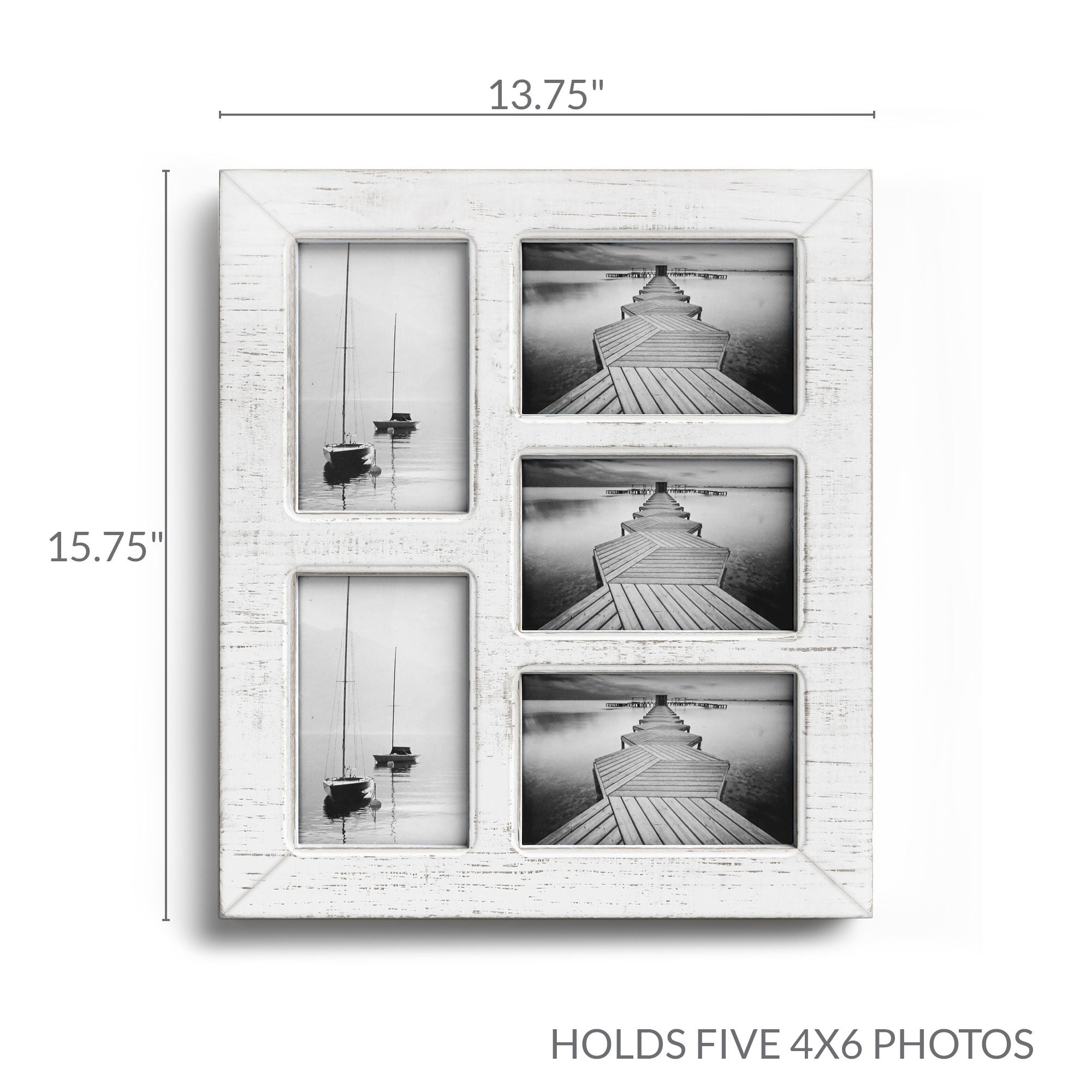 Metronic Picture Frames 4x6 Set of 6 - Distressed White Farmhouse Rustic  Photo Frames, Large Wall Frame Set