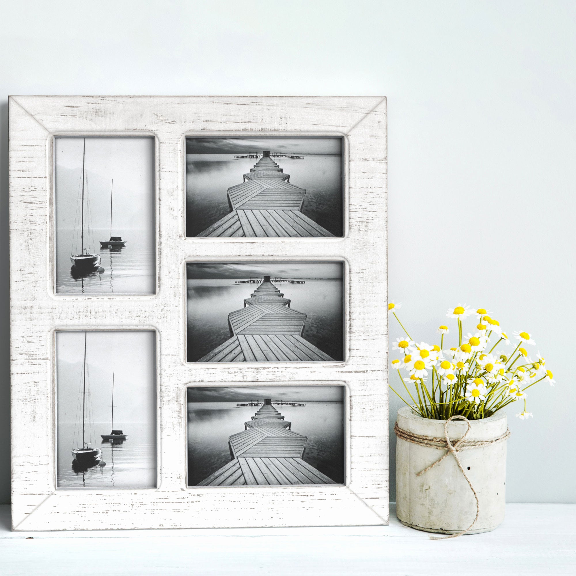 Langdon House 4x6 Picture Frames (Distressed White, 3 Pack) Farmhouse Style, Richland Collection