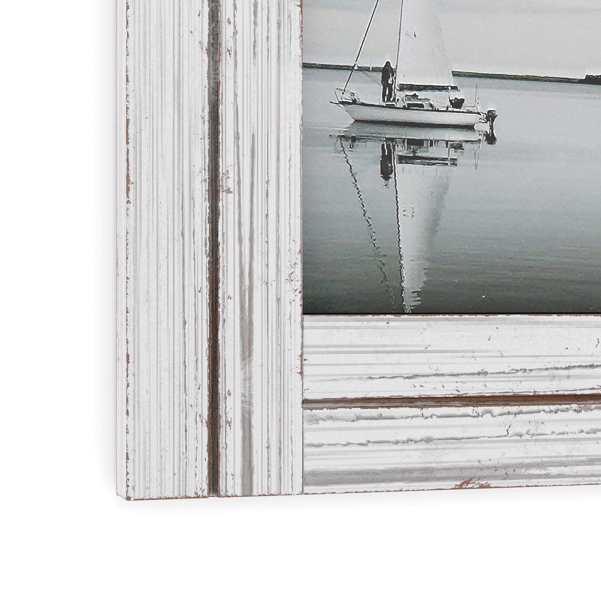 Frametastic 4x6 authentic white distressed wood ready made frame style  ECO1-W-46