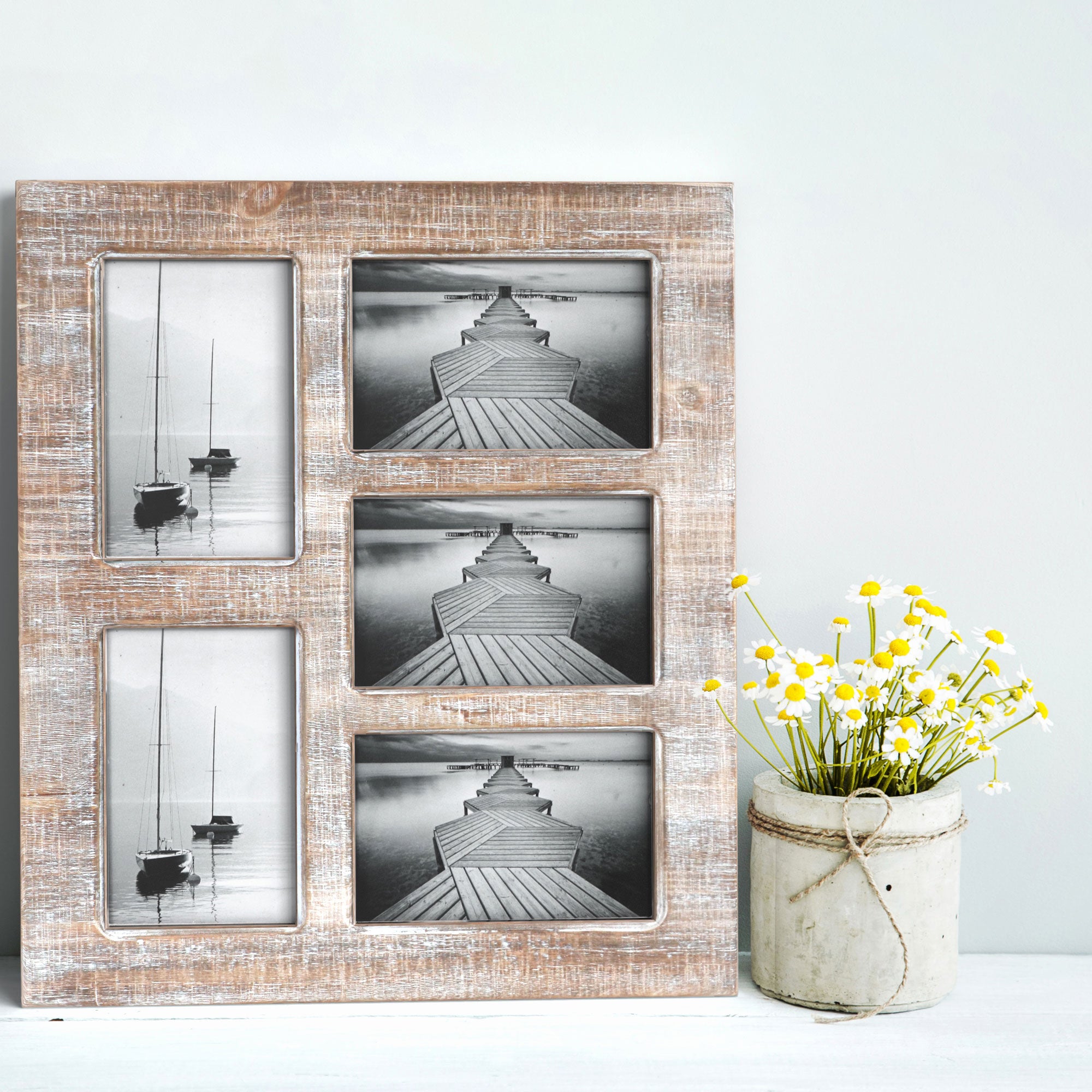 CLAMARO 'Collage' Picture Frame 32.6 X 94.5 Cm, Handmade, Made To Measure, Dark Green, Modern Square MDF Wooden Picture Frame With Acrylic Glass, Back Panel And Hanger (Landscape And Portrait