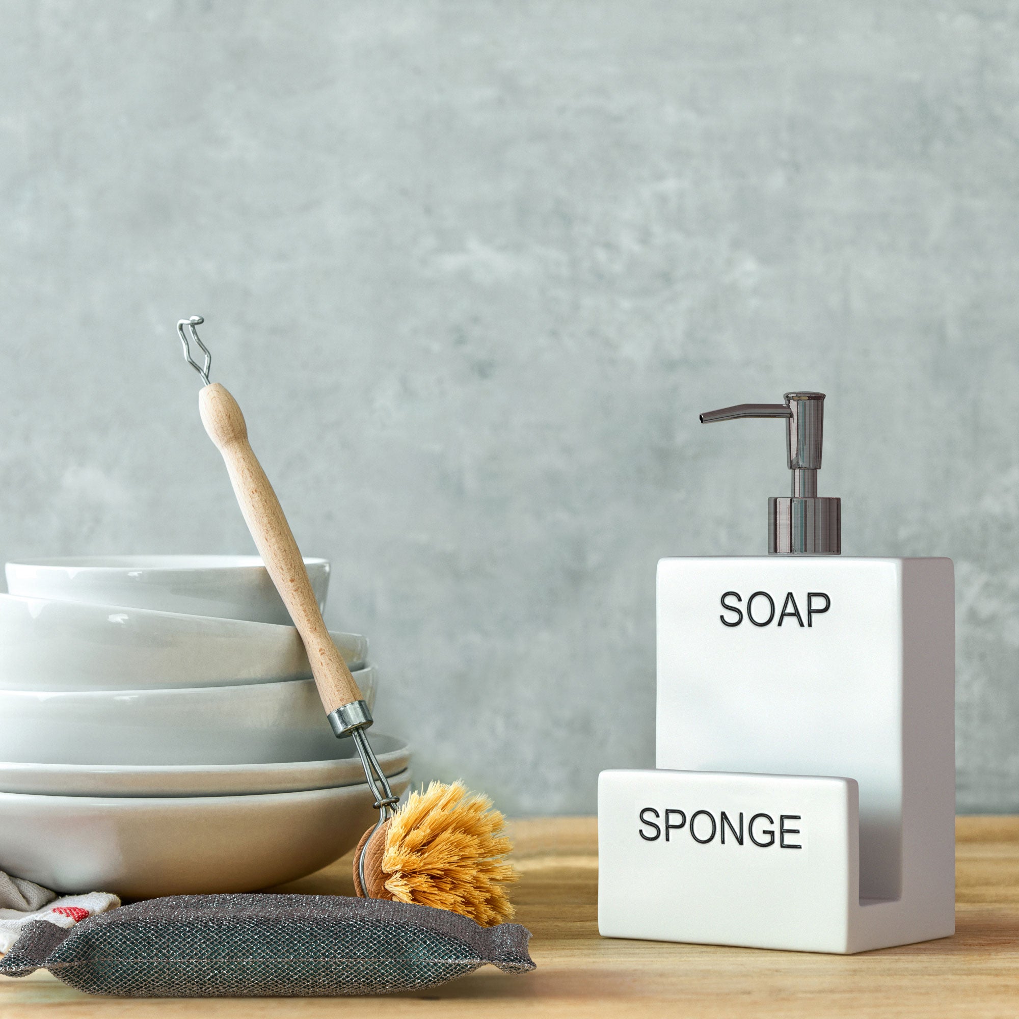 Sponge Holder Soap Bottle Tray Ceramic White – scarlettwares