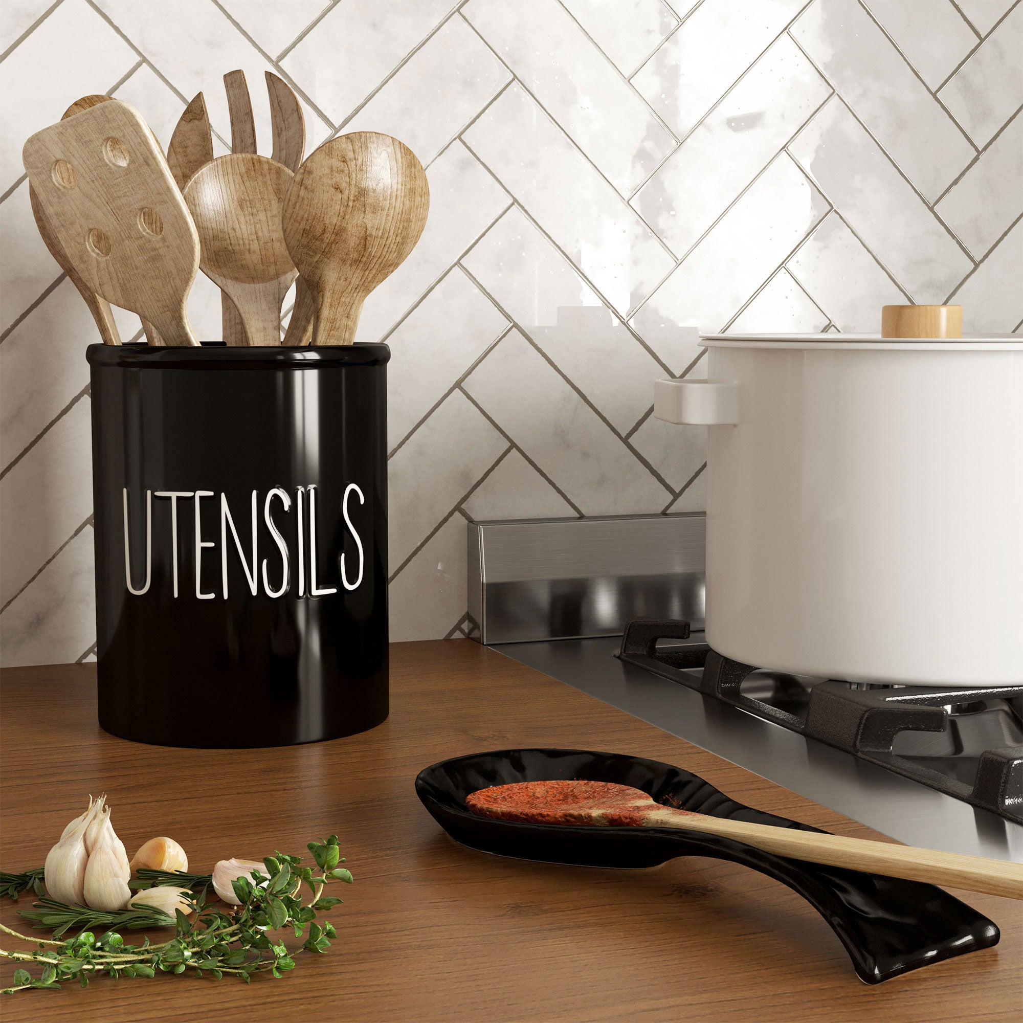 Barnyard Designs Ceramic Farmhouse Kitchen Utensil Holder for ...