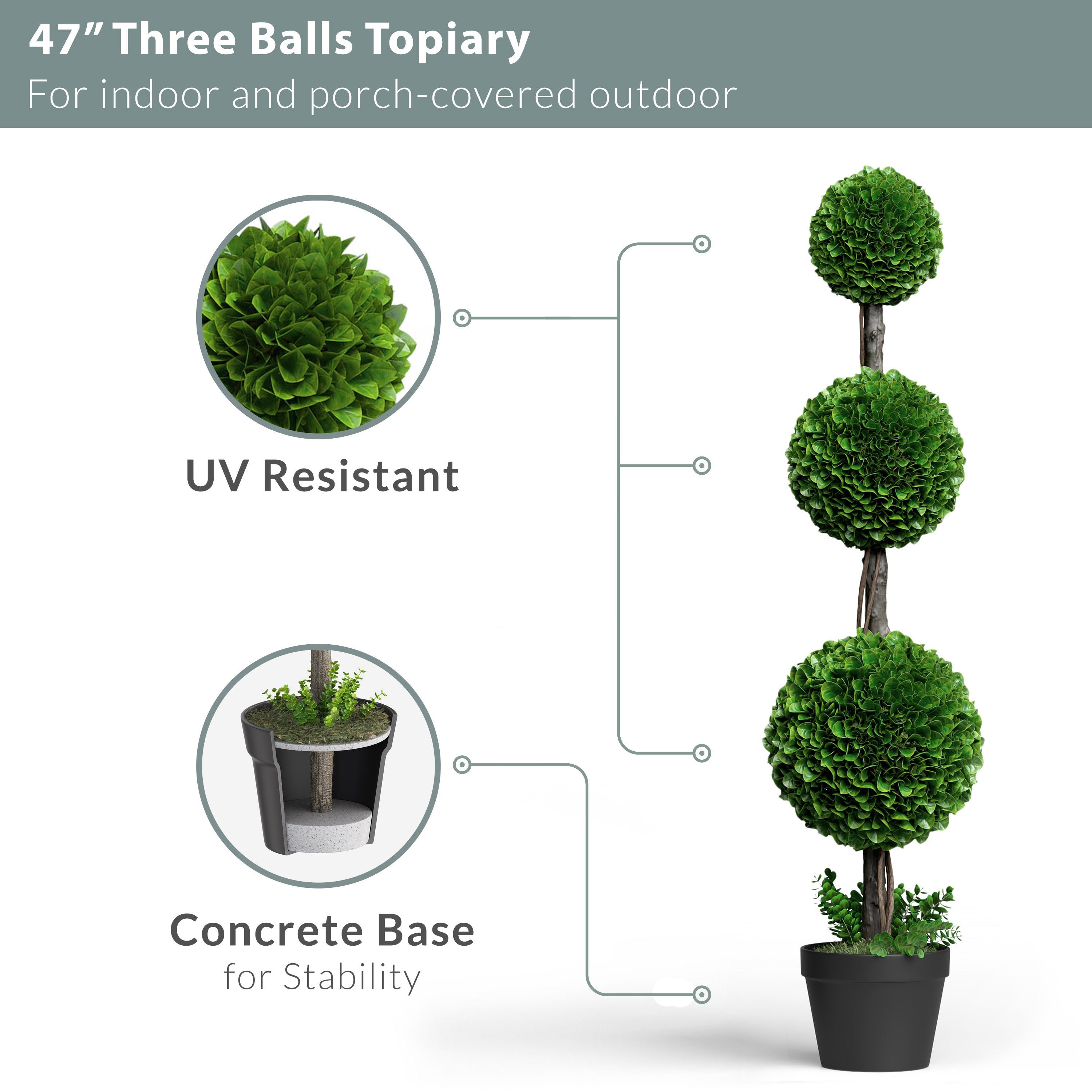 Artificial Topiary Greenery Balls Plants Boxwood Green Outdoor Indoor Décor  Fake