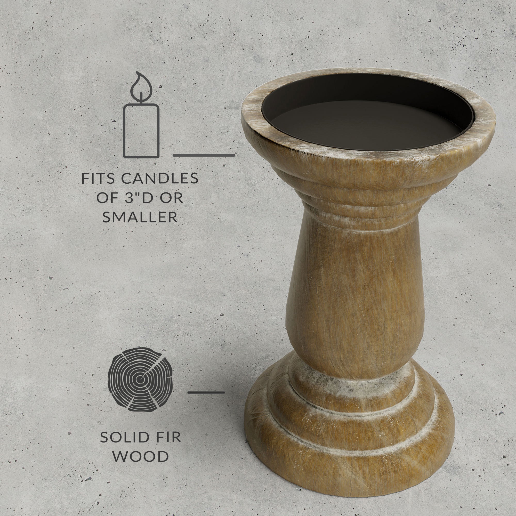 Floor Candle Holders Tall Set of 2, Candle Holders for Pillar Candles, Wood  Handcrafted Rustic Candle Holder, Large Decorative Candles for Wedding